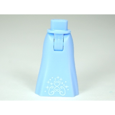 bright light blue mini doll hips and skirt full length with scrolls and stars pattern - thick hinge