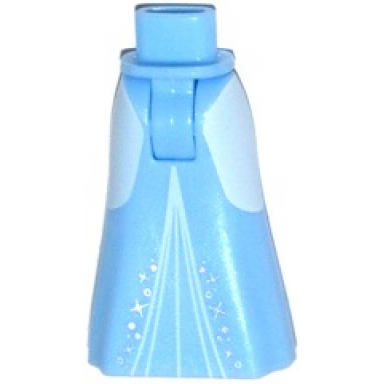 bright light blue mini doll hips and skirt full length with white sides silver stars and middle triangles pattern - thick hinge