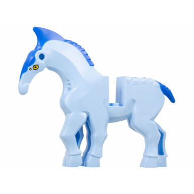 direhorse body with blue crest mane and tail and yellow eyes pattern