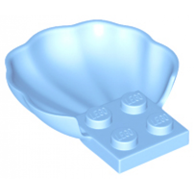 bright light blue clam scallop shell with 4 studs
