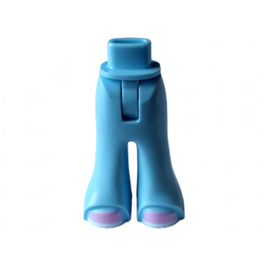 bright light blue mini doll hips and trousers bell-bottoms with lavender shoes with white soles pattern - thin hinge
