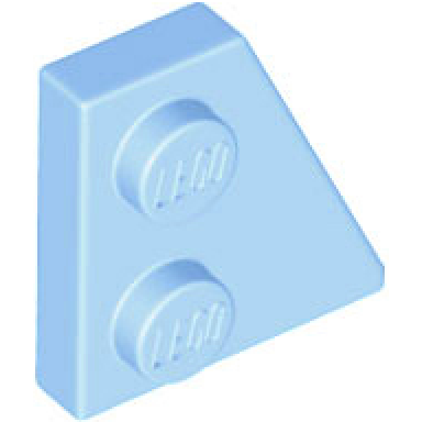 bright light blue wedge plate 2 x 2 right