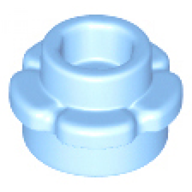 bright light blue plate round 1 x 1 with flower edge 5 petals