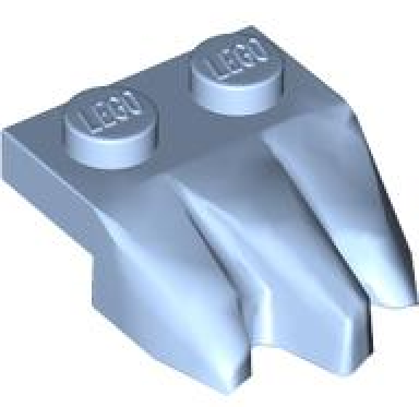 bright light blue plate modified 1 x 2 with 3 claws rock fingers