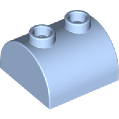 bright light blue slope curved 2 x 2 double with 2 hollow studs