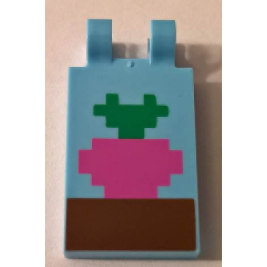 bright light blue tile modified 2 x 3 with 2 clips with minecraft radish in ground pattern