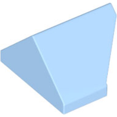 bright light blue slope 45 2 x 1 double inverted with bottom stud holder