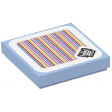 bright light blue tile 2 x 2 with super mario scanner code big spike pattern sticker - set 71409