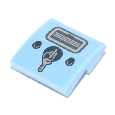 bright light blue slope curved 2 x 2 x 2 3 inverted with two buttons ignition with key and air vent pattern sticker - set 77942