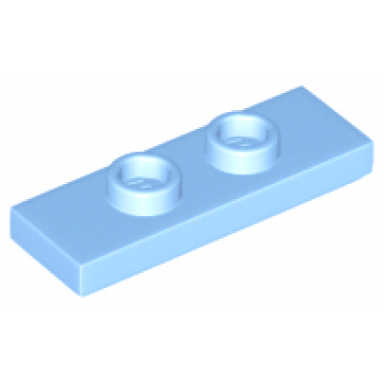 bright light blue plate modified 1 x 3 with 2 studs double jumper
