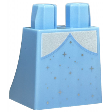 bright light blue lower body skirt with white dress ends silver dots and sparkles pattern