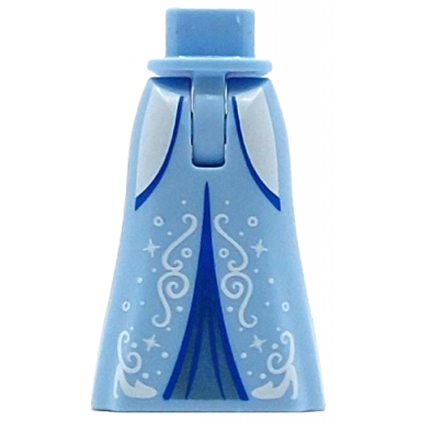 bright light blue mini doll hips and skirt full length with white sides filigree dots and sparkles metallic light blue inset and blue trim pattern - thin hinge