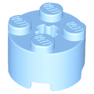 bright light blue brick round 2 x 2 with axle hole