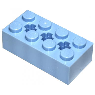 bright light blue technic brick 2 x 4 with 3 axle holes