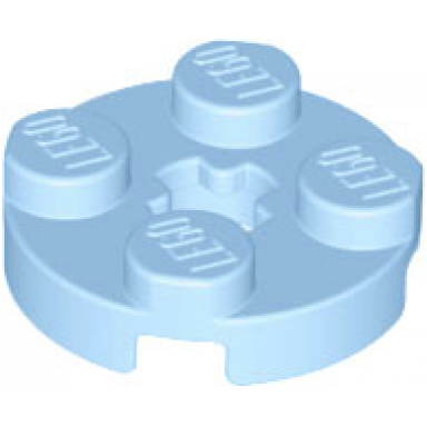 bright light blue plate round 2 x 2 with axle hole