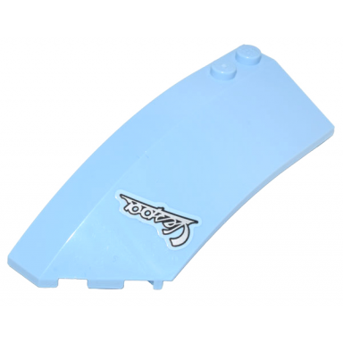 bright light blue wedge 8 x 3 x 2 open left with silver script vespa logo pattern sticker - set 10298