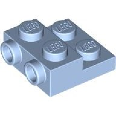 bright light blue plate modified 2 x 2 x 2 3 with 2 studs on side - hollow bottom tube