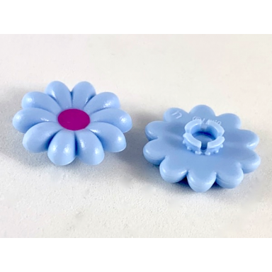 bright light blue clikits icon flower 10 petals 2 x 2 large with pin frosted with dark pink center pattern
