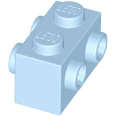 bright light blue brick modified 1 x 2 with studs on 2 sides