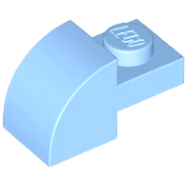 bright light blue slope curved 2 x 1 with recessed stud