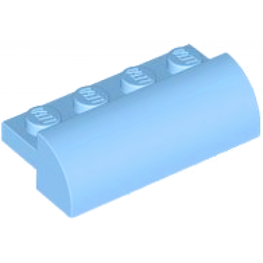 bright light blue slope curved 2 x 4 with 4 recessed studs