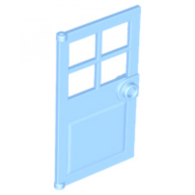 bright light blue door 1 x 4 x 6 with 4 panes and stud handle