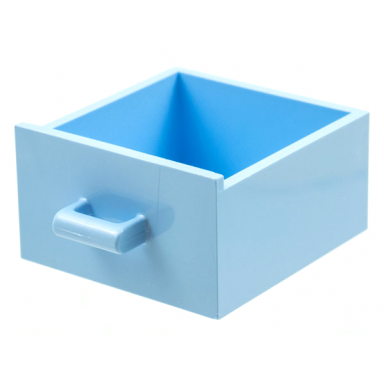 bright light blue container cupboard 4 x 4 x 4 drawer open handle