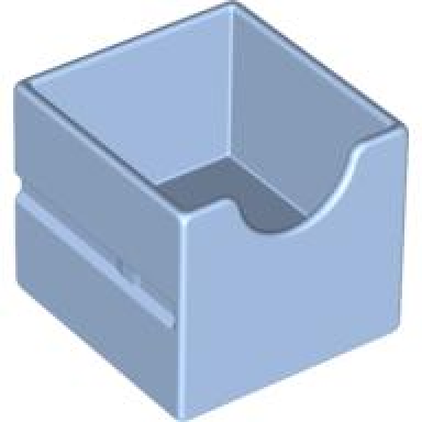 bright light blue duplo furniture drawer 2 x 2 with semicircle cutout
