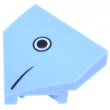 bright light blue wedge 2 x 2 x 2 3 pointed with white eye with black pupil circle outline and tapered line pattern