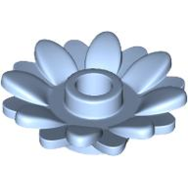 bright light blue plant flower 2 x 2 round with 16 petals sunflower with open stud