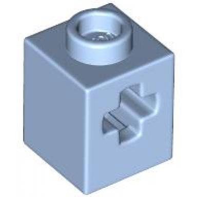 bright light blue technic brick 1 x 1 with axle hole
