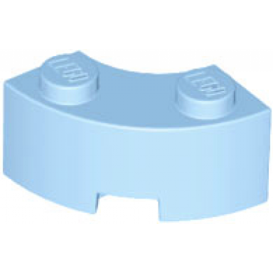 bright light blue brick round corner 2 x 2 macaroni with stud notch and reinforced underside