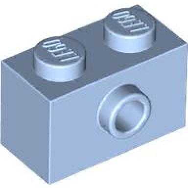 bright light blue brick modified 1 x 2 with stud on side