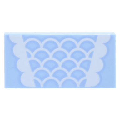 bright light blue tile 2 x 4 with dress with white scallops and trim pattern