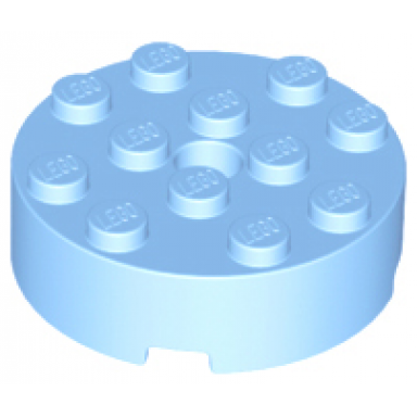bright light blue brick round 4 x 4 with hole