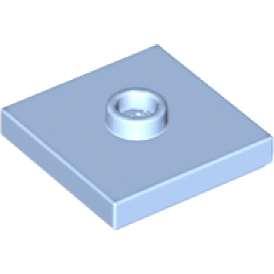 bright light blue plate modified 2 x 2 with groove and 1 stud in center jumper