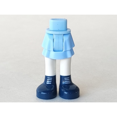 bright light blue mini doll hips and skirt layered white legs and dark blue shoes with white laces pattern - thick hinge