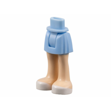 bright light blue mini doll hips and skirt light nougat legs and white shoes pattern - thick hinge