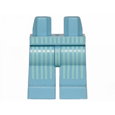 bright light blue hips and legs with vertical light aqua stripes pattern