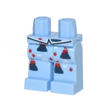 bright light blue hips and legs with volcano pajamas pattern