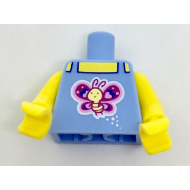 bright light blue torso tank top with butterfly pattern yellow arms yellow hands