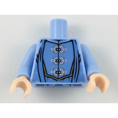 bright light blue torso robes with 3 silver frog clasps medium blue details medium nougat belt pattern bright light blue arms light nougat hands