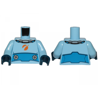 bright light blue torso spacesuit with blue wide belt pattern bright light blue arms dark blue hands