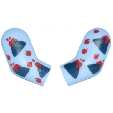 bright light blue arm matching left and right pair with volcano pajamas pattern