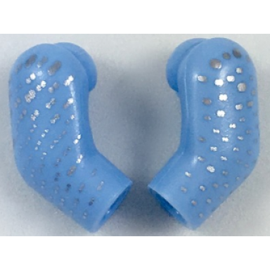 bright light blue arm matching left and right pair with silver speckles pattern