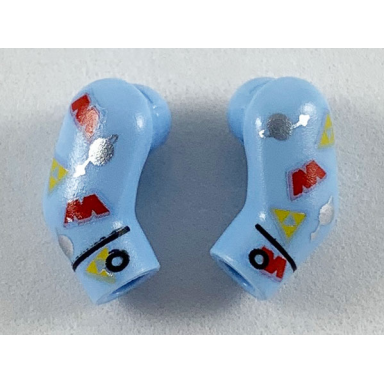 bright light blue arm matching left and right pair with space themes logos pattern