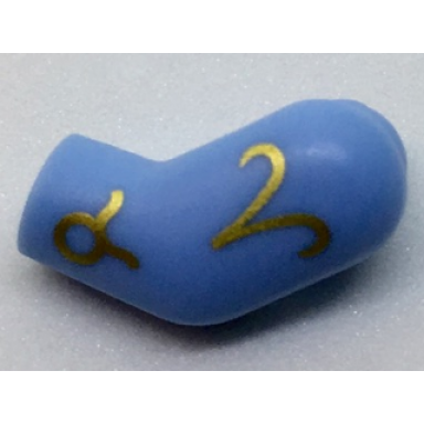 bright light blue arm left with gold zodiac symbols pattern