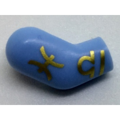 bright light blue arm right with gold zodiac symbols pattern