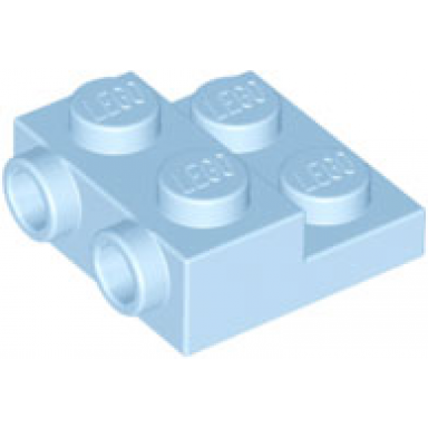 bright light blue plate modified 2 x 2 x 2 3 with 2 studs on side