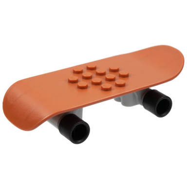 rust sports promo skateboard deck with light bluish gray base with black wheels 48394 48388cx1